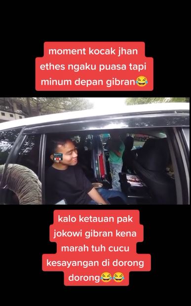 Momen kocak Jan Ethes ngaku puasa eh malah minum di depan Gibran, tingkahnya kocak abis