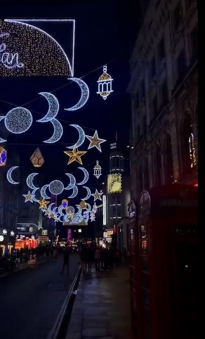 Potret jalanan kota London dihiasi ornamen tema menyambut Ramadan, pertama kali dalam sejarah