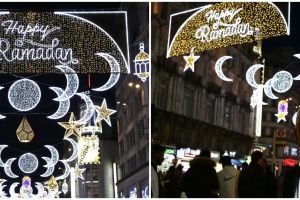 Potret jalanan kota London dihiasi ornamen tema menyambut Ramadan, pertama kali dalam sejarah