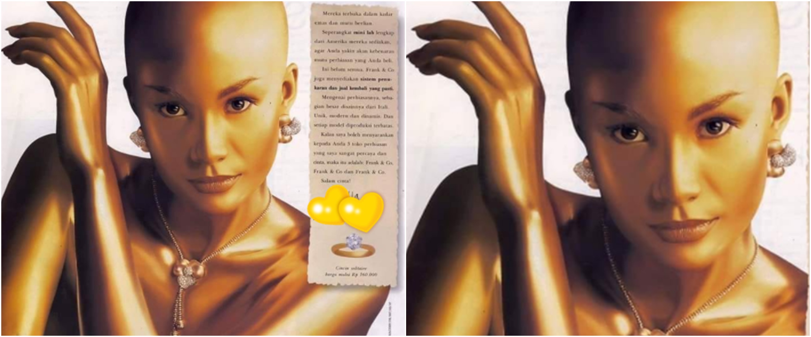 Wanita botak berkulit emas di iklan perhiasan era 90-an ini presenter top Asia, ini 11 transformasinya