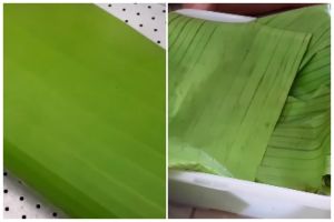 Bukan dibakar, ini trik mudah melenturkan daun pisang agar mudah dibentuk dan tetap berwarna hijau
