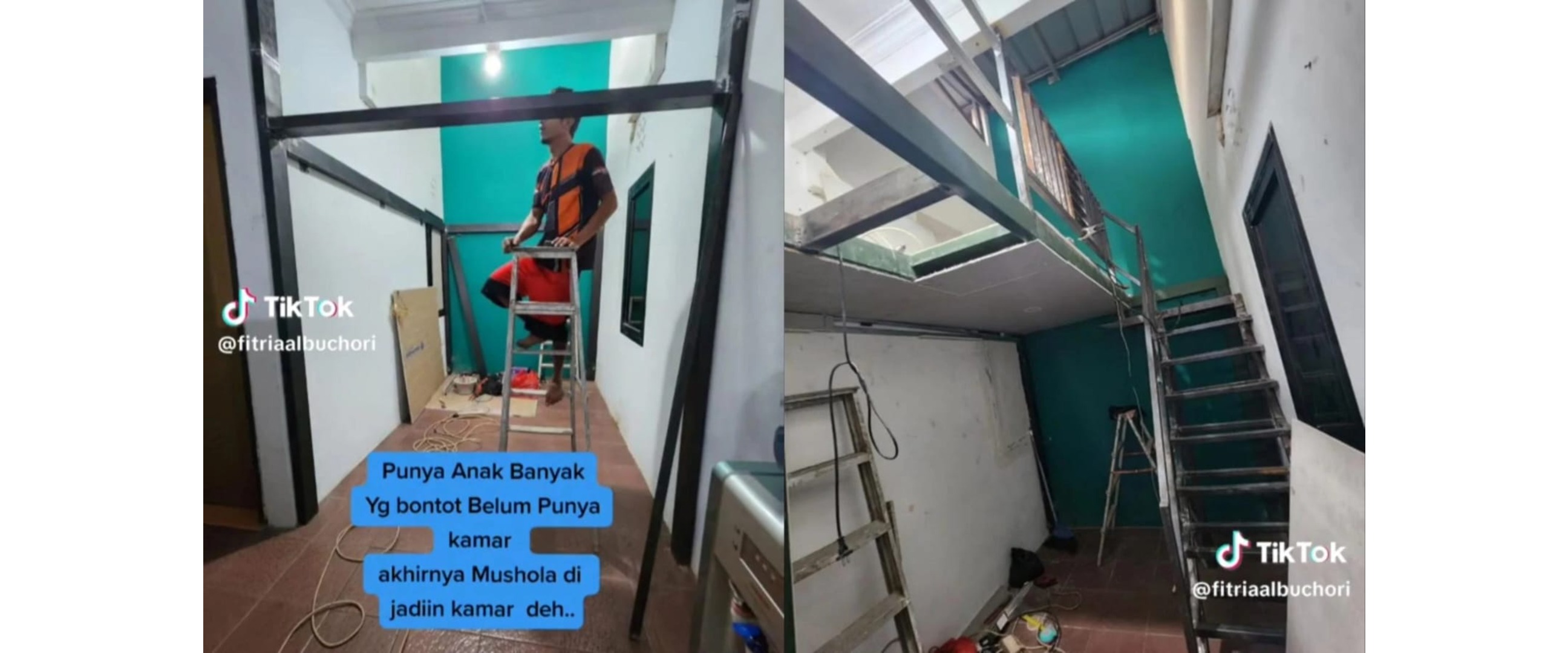 Hasil makeover kamar anak ukuran 2x3 meter dengan split level ini keren pol, bikin anak betah di rumah