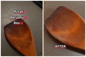 Tanpa sabun dan nggak perlu digosok, ini cara bersihkan spatula kayu pakai 2 bahan dapur
