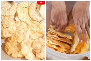 Tanpa tambahan mentega, ini trik menggoreng emping agar gurih, renyah, dan permukaan tak bergelombang