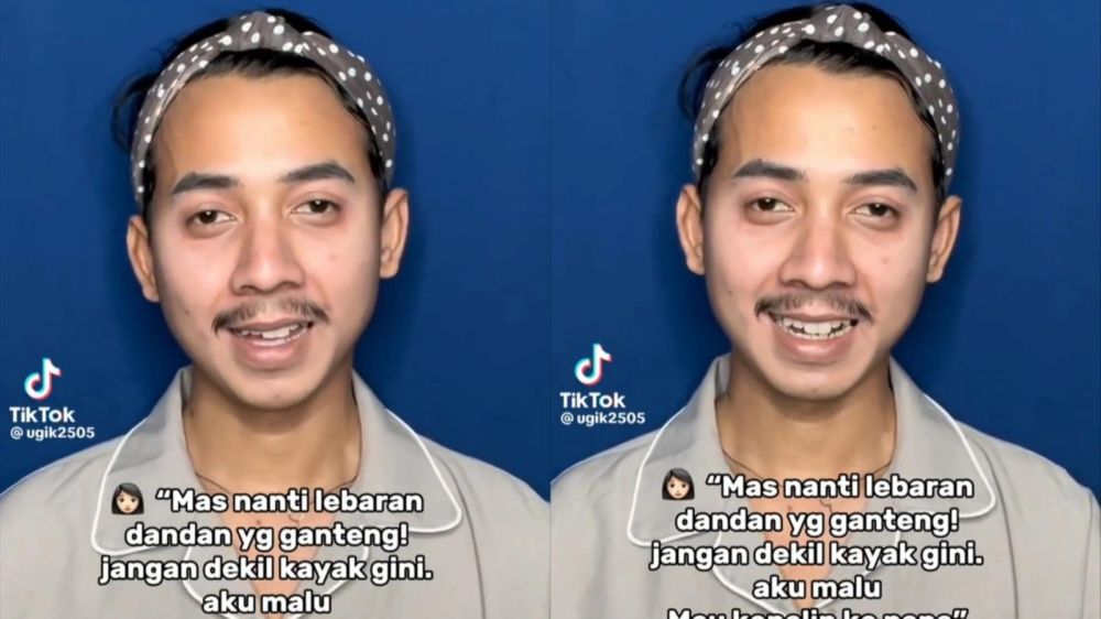 Transformasi riasan pria berkumis ini bikin pangling, dari kusam jadi glowing