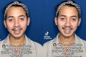 Transformasi riasan pria berkumis ini bikin pangling, dari kusam jadi glowing