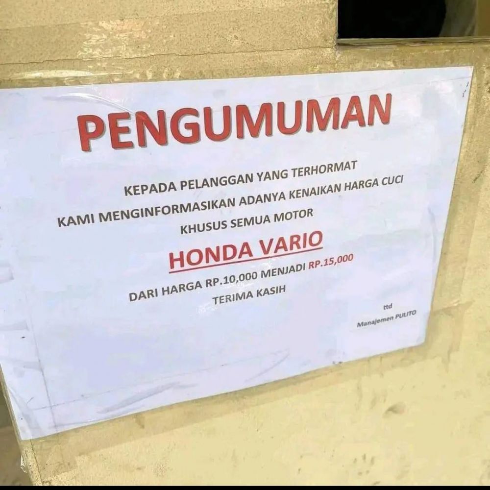 Sulit dipahami, 11 tulisan lucu di tempat cuci kendaraan ini absurdnya bikin kesal
