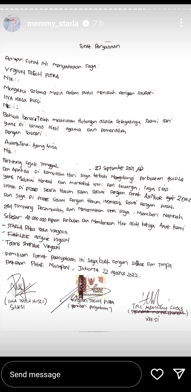 Diminta tak umbar aib suami selingkuh dan maksiat, begini respons tegas Inara istri Virgoun