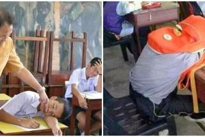 11 Potret kocak siswa tidur saat jam pelajaran ini bikin guru geleng kepala