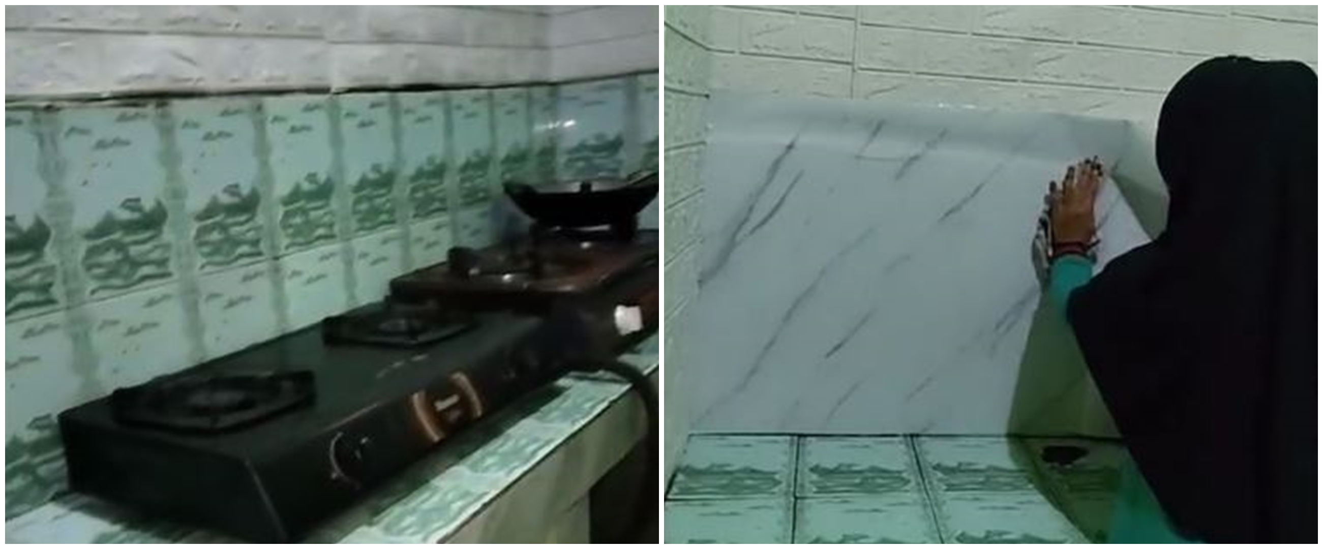 Hanya modal wallpaper, dapur selebar 1 meter ini dimakeover jadi lebih estetik