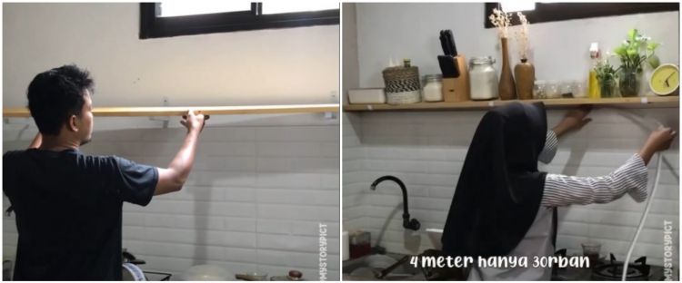 Cuma pakai 2 bahan dekor, cara bikin kitchen set low budget ini dijamin