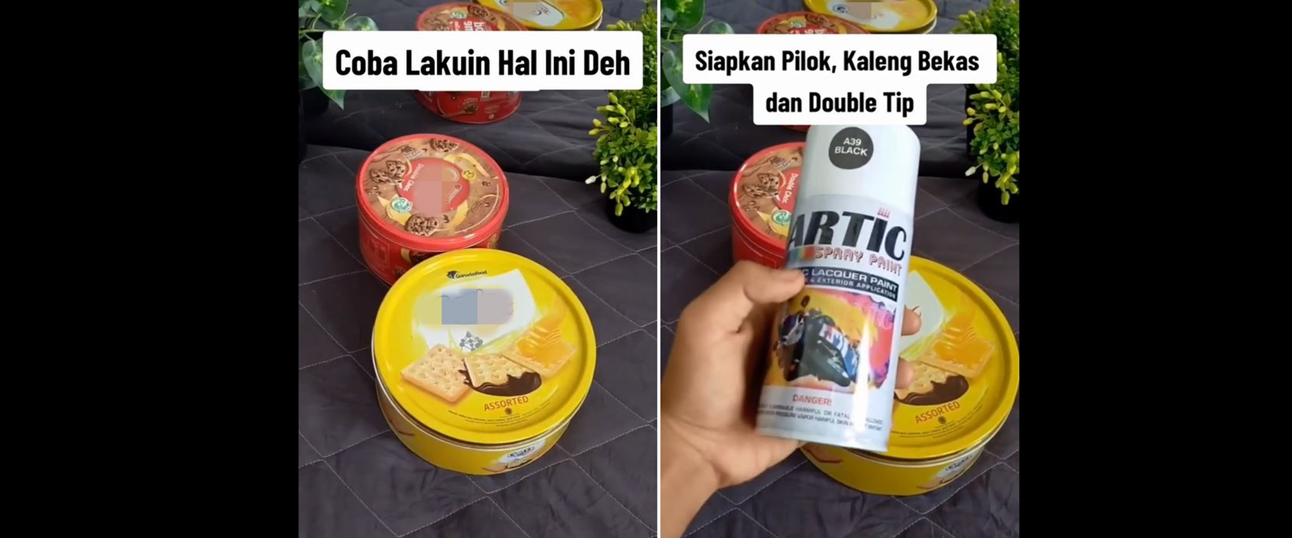 Kaleng bekas jangan dibuang, ubah jadi pajangan estetik gunakan double tip dan cat semprot