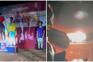 Momen pemberian medali Sea Games Kamboja pakai lampu mobil tuai sorotan, ternyata ini penyebabnya