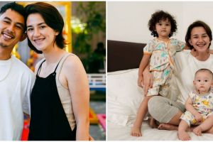 Tanpa bantuan baby sitter, begini 11 momen telatennya Dahlia Poland saat momong tiga anak