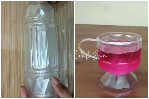 Cara kreatif mengubah botol minum bekas jadi gelas estetik, simpel pakai 2 alat ini