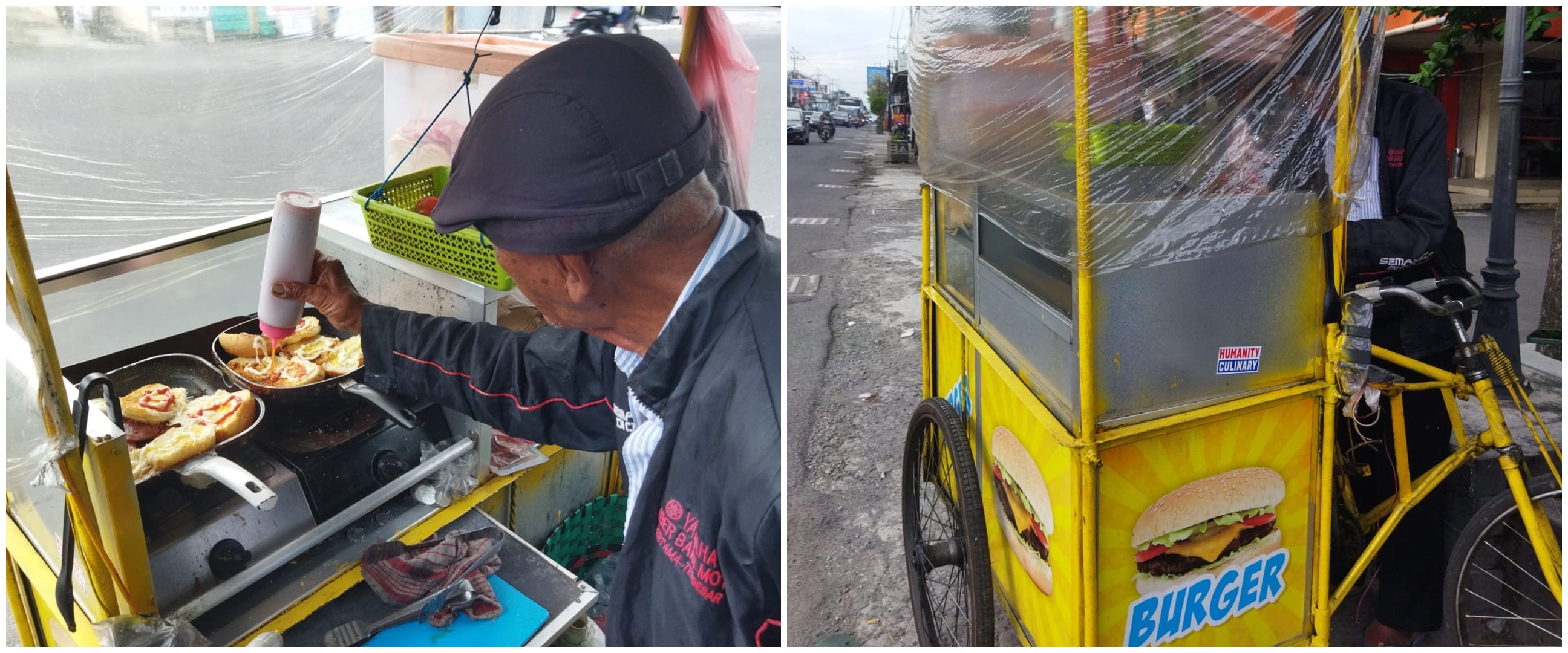 Tetap cari nafkah di usia senja, semangat Mbah Dinar keliling kayuh gerobak burger belasan kilometer