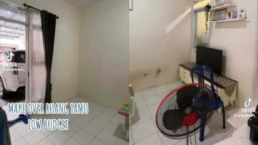 Cuma pakai wallpaper, ruang tamu berantakan ini berhasil disulap jadi mewah banget