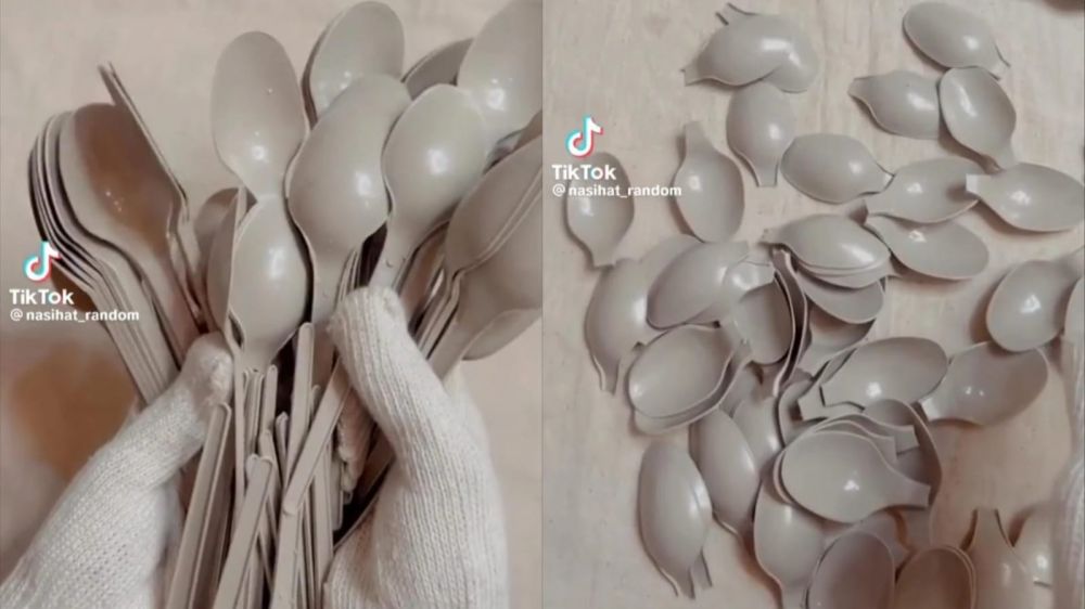 Cara bikin hiasan dinding estetik ala Pinterest cuma pakai sendok plastik, murah tapi hasilnya mewah