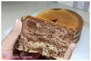 Tanpa oven, ini trik memanggang bolu marmer agar cantik dan tidak bantat cuma pakai kompor gas biasa