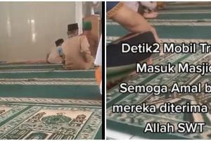 Awalnya dikira ngeri, momen truk masuk masjid ini malah bikin ngakak ini viral ditonton 2,9 juta kali