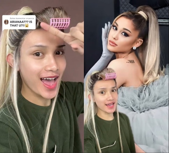 Pria ini recreate makeup Ariana Grande, potret perubahannya bikin cewek jadi minder