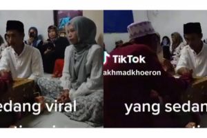 Pernikahan digelar tanpa dekor & baju manten, ekspresi pengantin pria tunjukkan bahagia itu sederhana