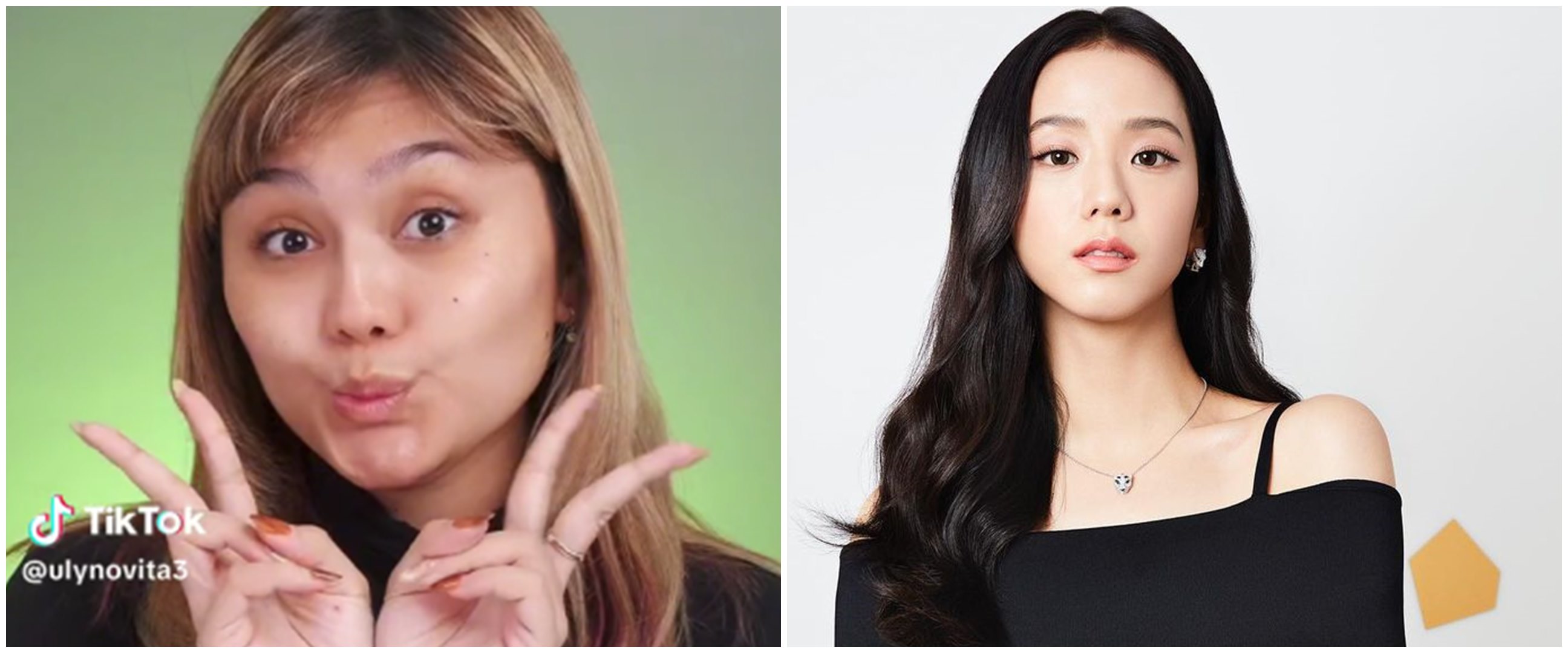 Tutupi setengah wajah pakai cat agar mirip Jisoo BLACKPINK, recreate makeup wanita ini bikin melongo