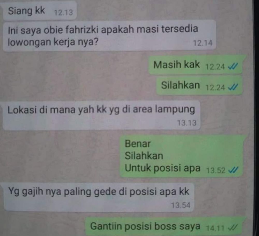 11 Chat lucu antara HRD dan orang nyari kerja ini bikin emosi jiwa, kesabaran tipis jangan sampai baca