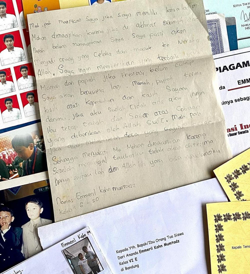 Atalia istri Ridwan Kamil temukan surat Eril saat kelas 6 SD, isinya isyaratkan perpisahan