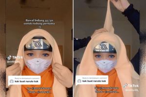Transformasi wanita cosplay jadi Naruto versi hijab, rumit tapi nggak bikin kecewa