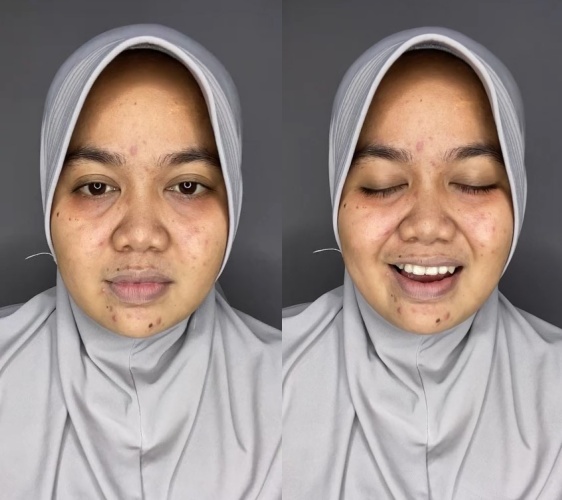 Wanita berjerawat ini automulus berkat makeup, transformasinya dandan soft glam jadi manglingi pol