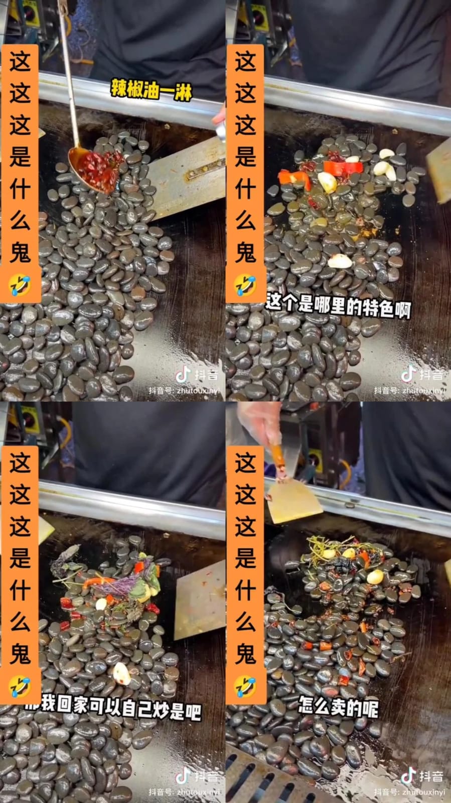 Heboh jajanan tumis batu di China, bikin bingung mau makannya gimana