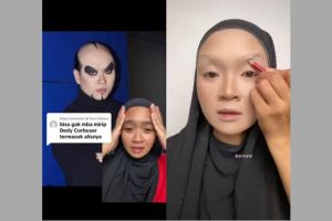 Transformasi wanita berhijab makeup tiru Deddy Corbuzier ini hasilnya gokil abis, perubahannya ajaib