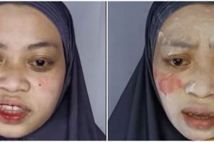 Awalnya pakai bedak cemong, transformasi wanita usai makeup ala Arabian Look ini di luar ekspektasi