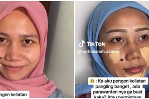 Bukti keajaiban makeup, transformasi wanita punya tahi lalat besar di pipi usai dirias ini bikin kagum