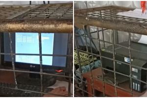 Penampakan komputer 'dipasung' antisipasi tak dicuri ini bikin gagal paham, cara aman di luar nalar