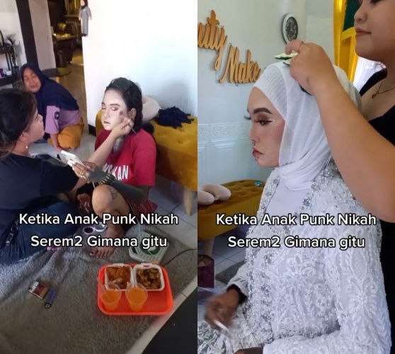 Tato di wajah auto hilang berkat makeup, potret anak punk dandan jadi manten Sunda ini bikin bengong