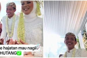 Hadiri kondangan, aksi wanita tagih utang ke pengantin ini bikin melongo