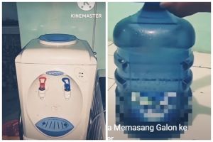 Antitumpah, begini trik memasang galon ke dispenser atas tanpa harus dibuka tutupnya