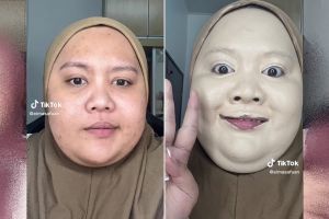 Pakai dempul tebal satu muka, perubahan wanita usai makeup ini hasilnya bikin acungkan jempol