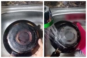 Ampuh tanpa baking soda dan cuka, ini cara bersihkan noda gosong di pantat teflon pakai 1 bahan dapur