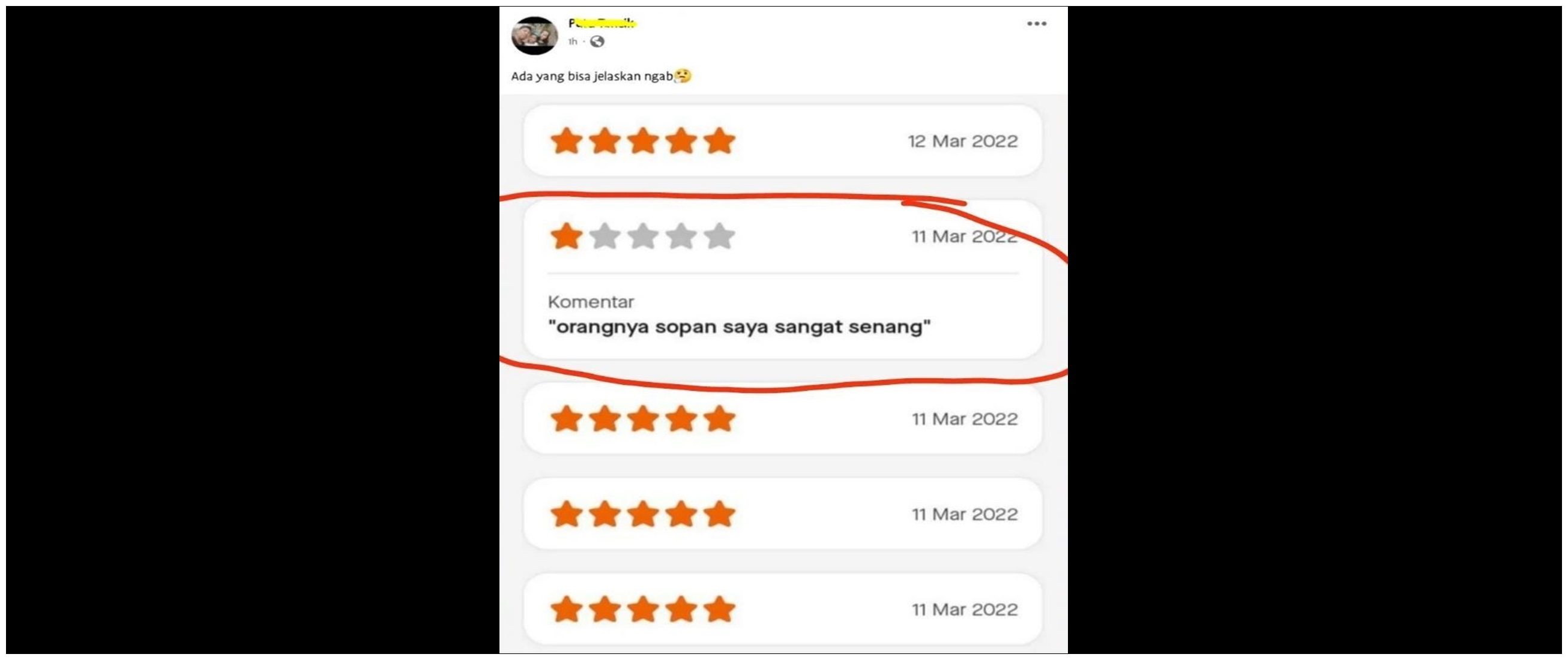 11 Potret komentar kocak saat menilai driver ini bikin bingung, kasih pujian tapi ratingnya rendah