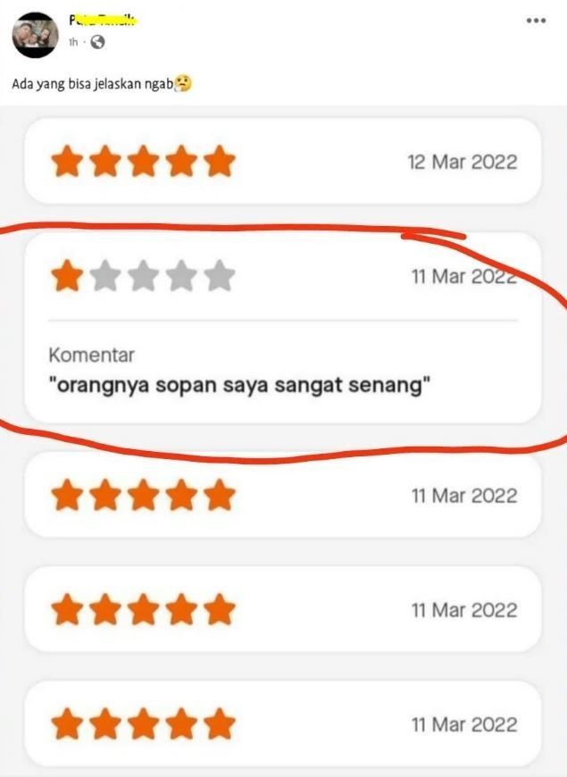 11 Potret komentar kocak saat menilai driver ini bikin bingung, kasih pujian tapi ratingnya rendah