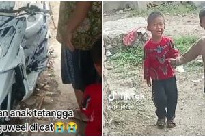 Jail di luar nalar, kelakuan bocah cilik warnain motor tetangga pakai cat dinding ini bikin ngakak