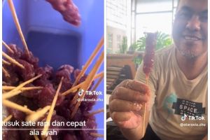 Cara mudah tusuk sate daging kurban ala warganet ini hasilnya rapi dan hemat waktu serta tenaga