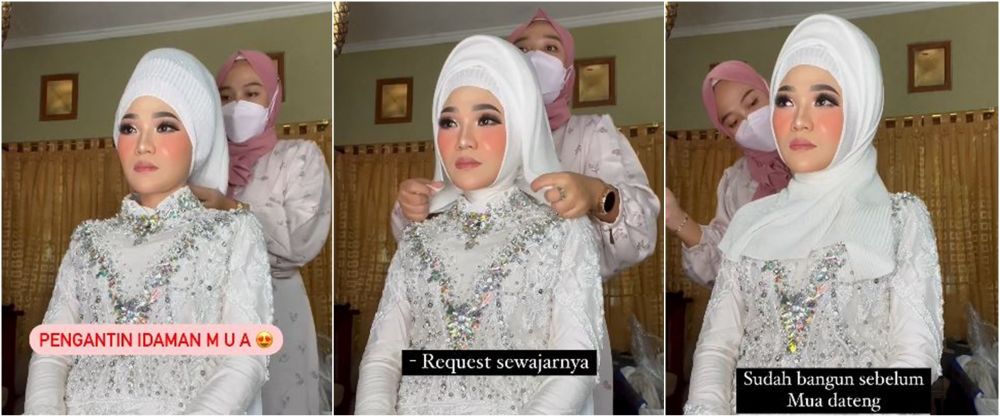 Pengantin berhijab dirias MUA jadi manten Betawi, proses pasang hiasan kepalanya bikin salah fokus