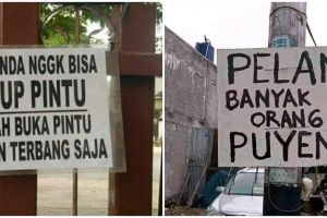 11 Tulisan peringatan ini cara nyindirnya apik banget, yang mau melanggar malah ketawa