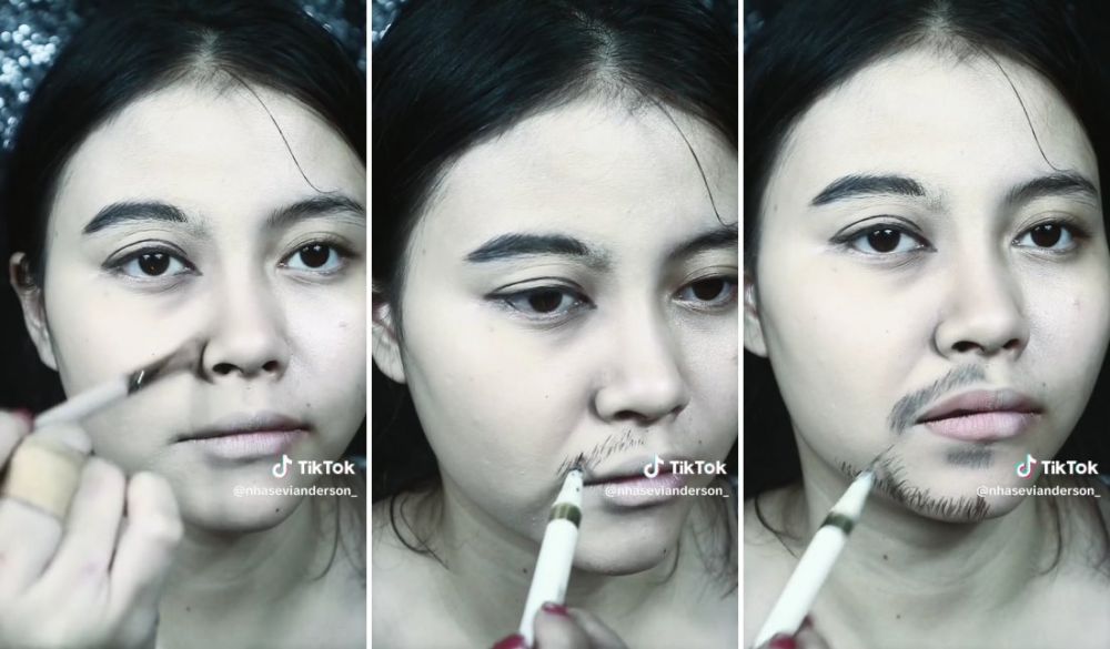 Potret wanita recreate makeup jadi mirip Jeje suami Syahnaz Sadiqah, hasilnya nggak bikin kecewa