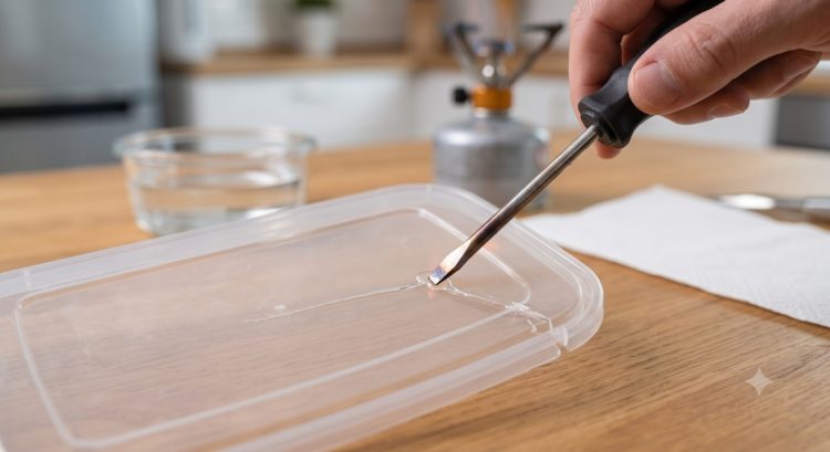 Bukan pakai lem, ternyata kotak makan plastik yang retak bisa ditambal pakai 1 alat sederhana