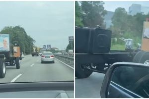 Kendarai mobil dengan desain super nyeleh, aksi pengendara ini bikin ngilu